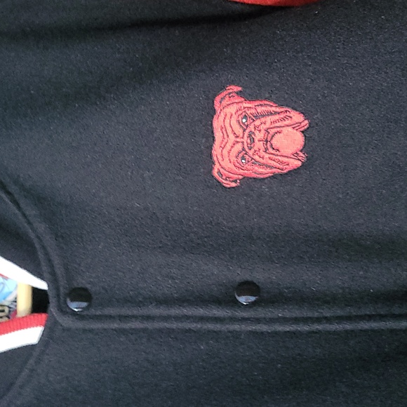 Vintage Red Dog beer varsity jacket M Black bulldog mascot womens youth L - Picture 2 of 10